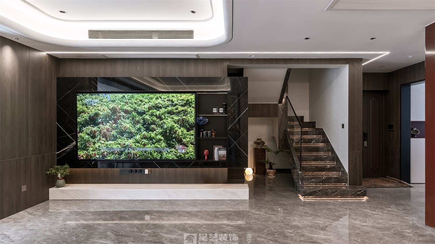 建發(fā)五象印月300平現(xiàn)代輕奢客廳裝修效果圖