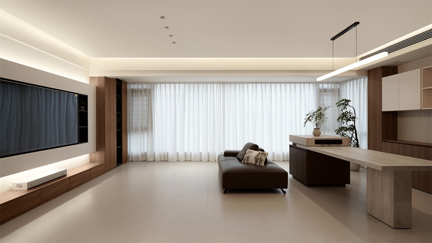 北投溪境119平中古風(fēng)客廳裝修完工實(shí)景圖